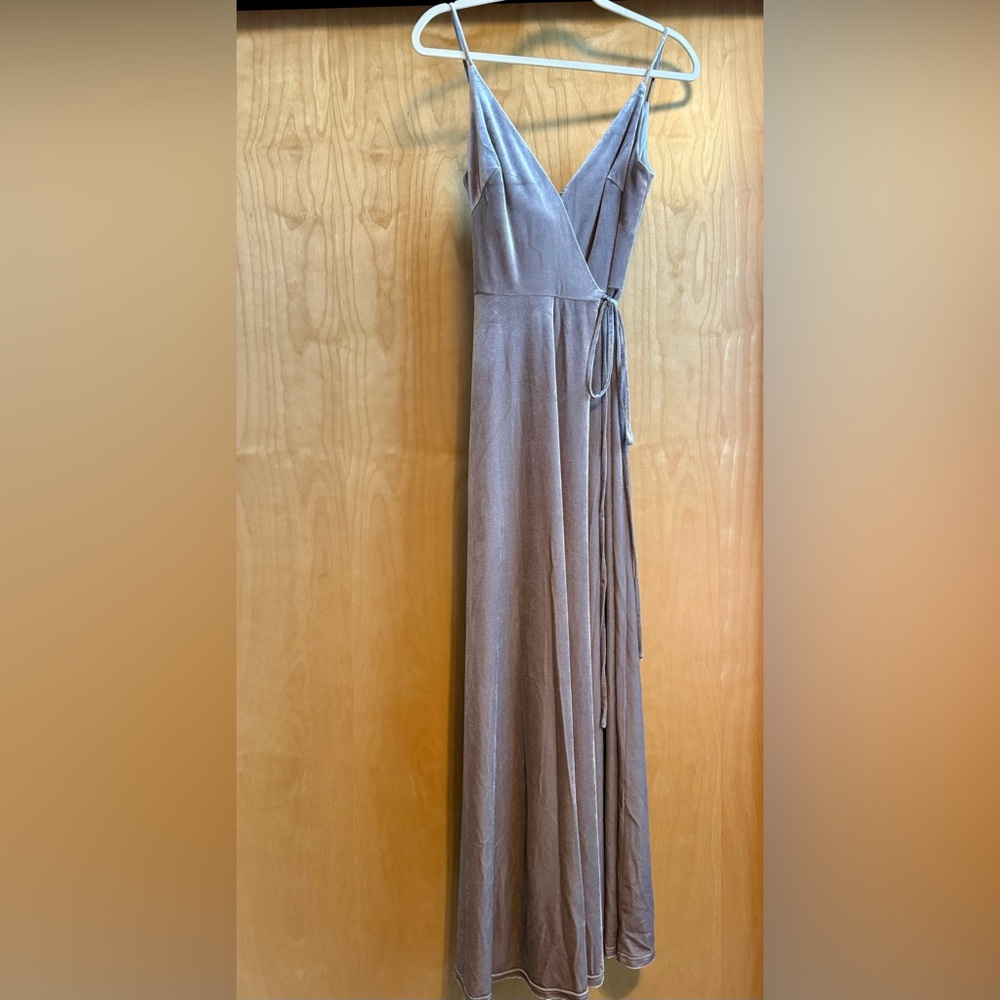 Bill Levkoff Size 6 Velvet Wrap Dress style 1801 Camel (Neutral Brown)
